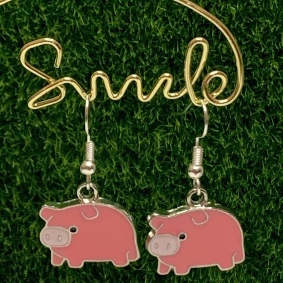 Pig Earring, Pig Jewelry, Silly Earring, Gift Idea, Cute Earring, Pink Earring - Picture 5 of 6